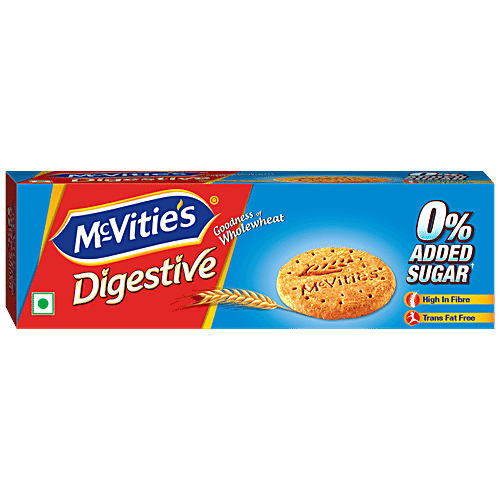 McVitie's Digestive High Fibre Biscuits - Zero Added Sugar For Calorie Conscious, 150 g