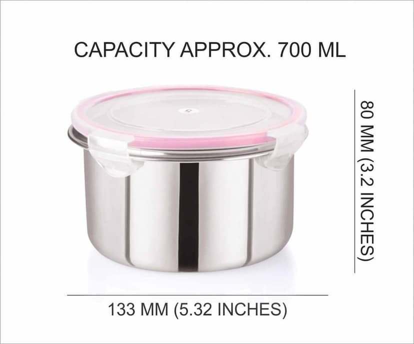 “Flip & Seal “Stainless Steel Air Tight Storage Container- Set of 2(700mLx2) view 2