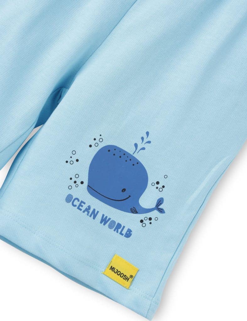 Girls Shorts Cotton French Terry Atomizer Blue Baby Shark view 2