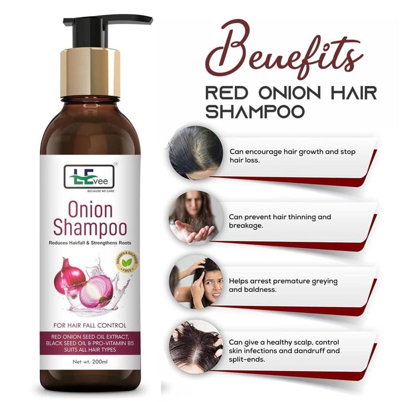 LEvee Onion Shampoo with Onion and Vitamin-B5 | Pack of 2 | Reduces Hair Fall | For Men & Women | 400ml. view 4