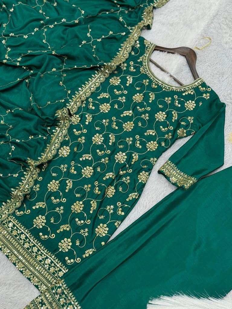 Green Palazzo Suit Set Salwar Kameez Readymade Pakistani Stitched New Indian Ready To Wear Wedding Suit view 5