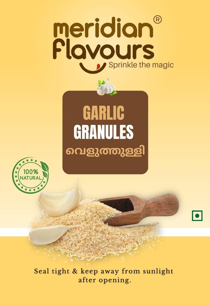 Meridian Flavours Dehydrated Garlic Granules | Washed and Cleaned | Outer Skin Removed | 100% Natural and Preservatives Free | 1 Teaspoon Granules = 3 Garlic Cloves | (Garlic Granules, 50gm/100gm) view 3