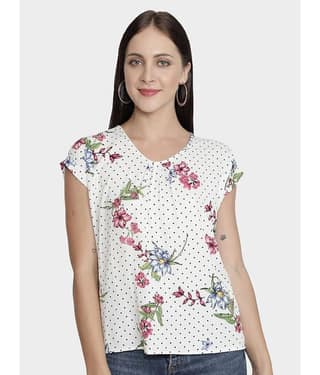 NUEVOSDAMAS Women's Cotton Blend Regular Top ( White )