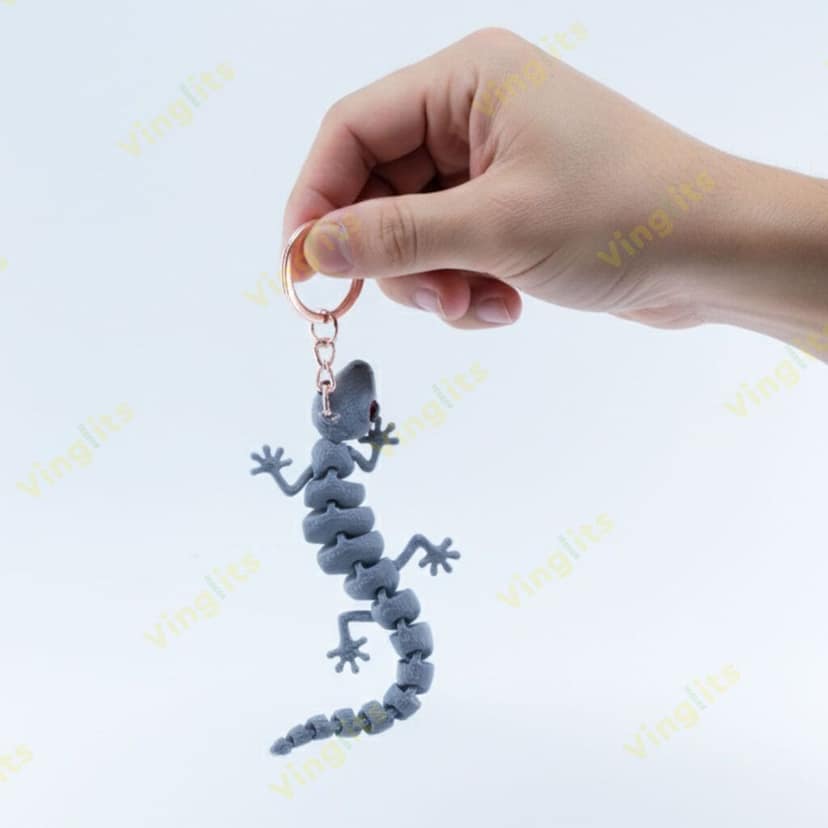 Vinglits Bugsy & Scaly 3D Printed Keychains – Articulated Animal Toys, Pocket-Friendly Keyrings, Stress Relief Desk Toys for Kids & Adults, Collectible Accessories (Lizard - Chipku, Medium) view 3