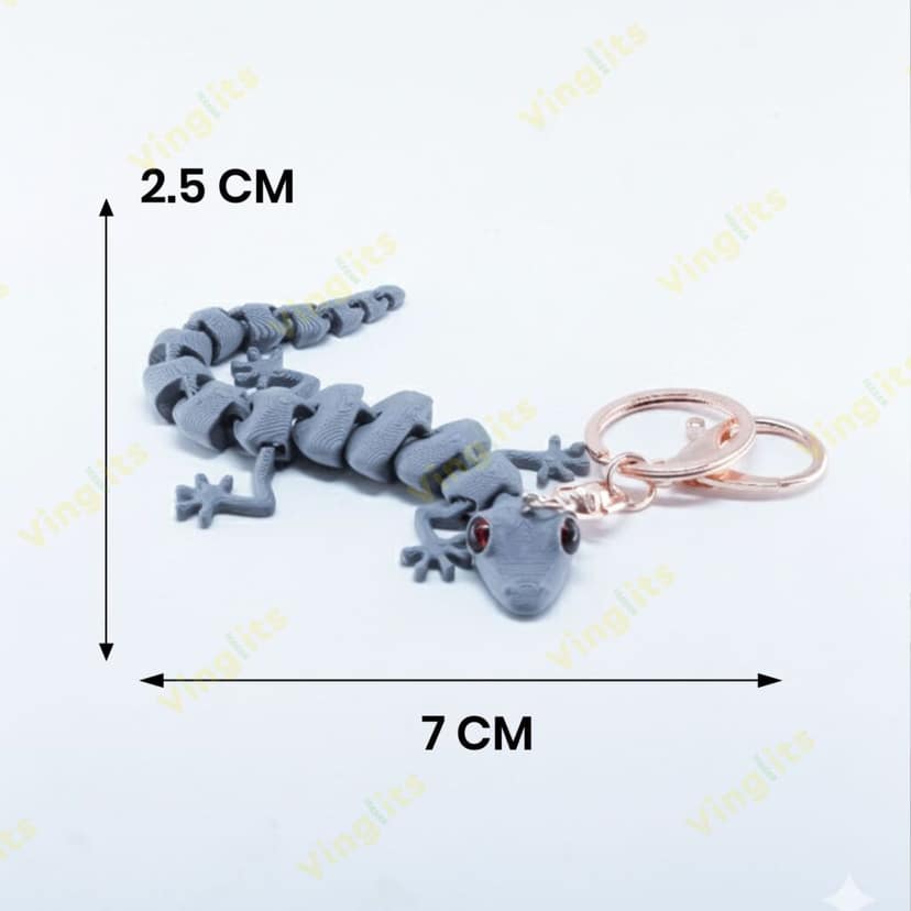 Vinglits Bugsy & Scaly 3D Printed Keychains – Articulated Animal Toys, Pocket-Friendly Keyrings, Stress Relief Desk Toys for Kids & Adults, Collectible Accessories (Lizard - Chipku, Medium) view 4