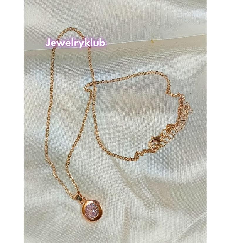 Jewelryklub AD Cubic Zirconia Pendant Necklace Chain For Women Girls Anti Tarnish Stainless Steel Rose Gold Design 8 view 2