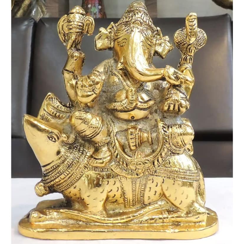 Aluminium Showpiece Ganesh Ji, Height : 8 Inch (ASMAS502 G) view 2