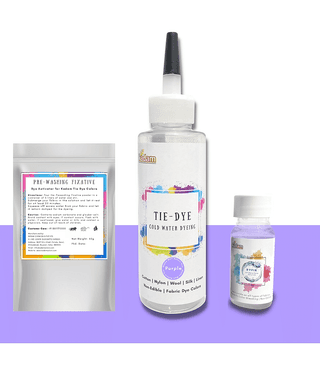 Kadam Tie Dye Purple, Cold Water Fabric Dye Color, 100mL Bottle with Prewashing Fixative mini and Free Kadam DyFix mini bottle