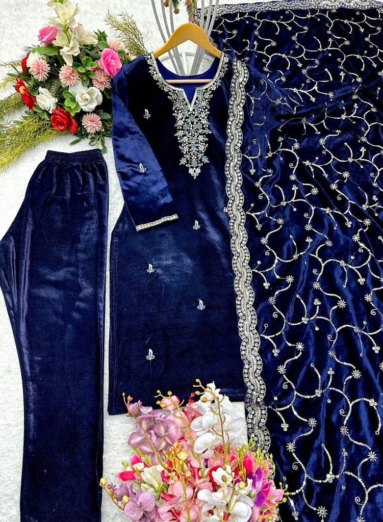Blue Salwar Kameez Readymade Pakistani Stitched New Indian Ready To Wear Wedding Suit view 10