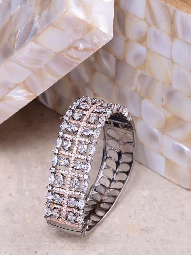 Rose Gold & Gun Metal Plated AD Bangle Bracelet view 2