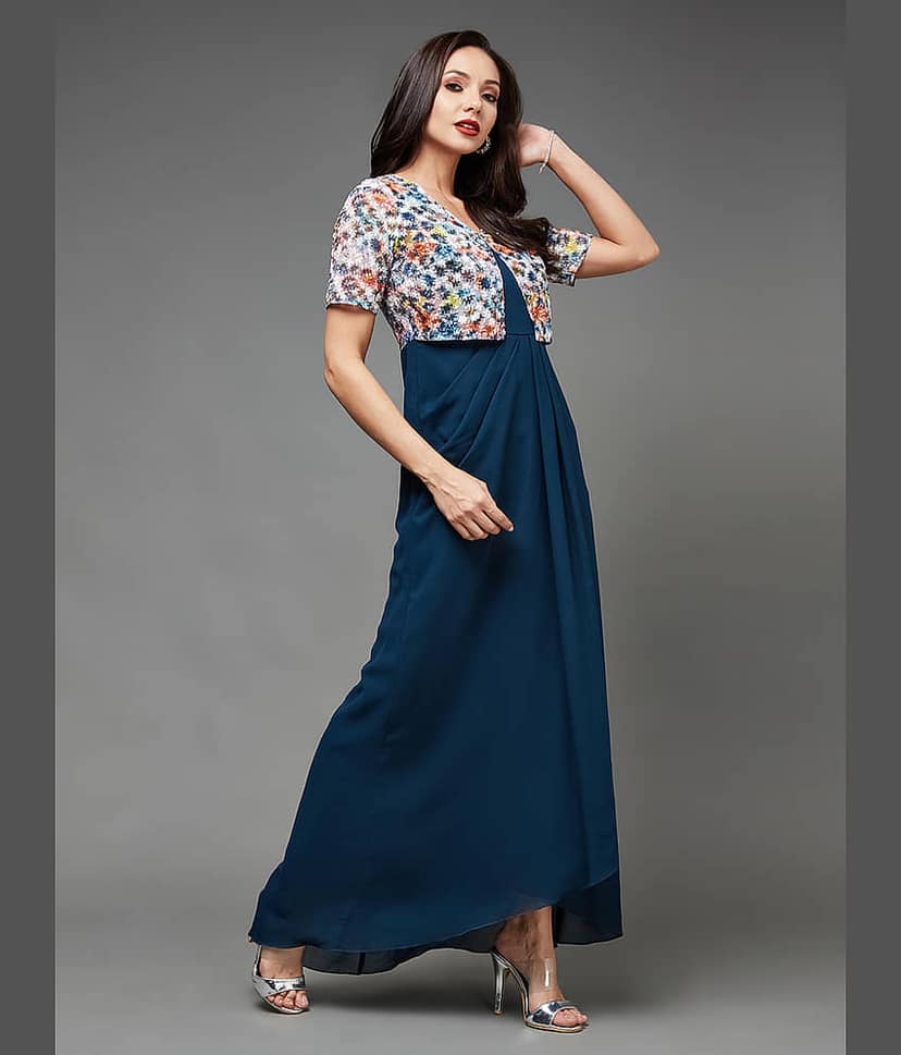 Miss Chase Women Georgette Printed Fit & Flare Dress ( Multi Color ) view 2