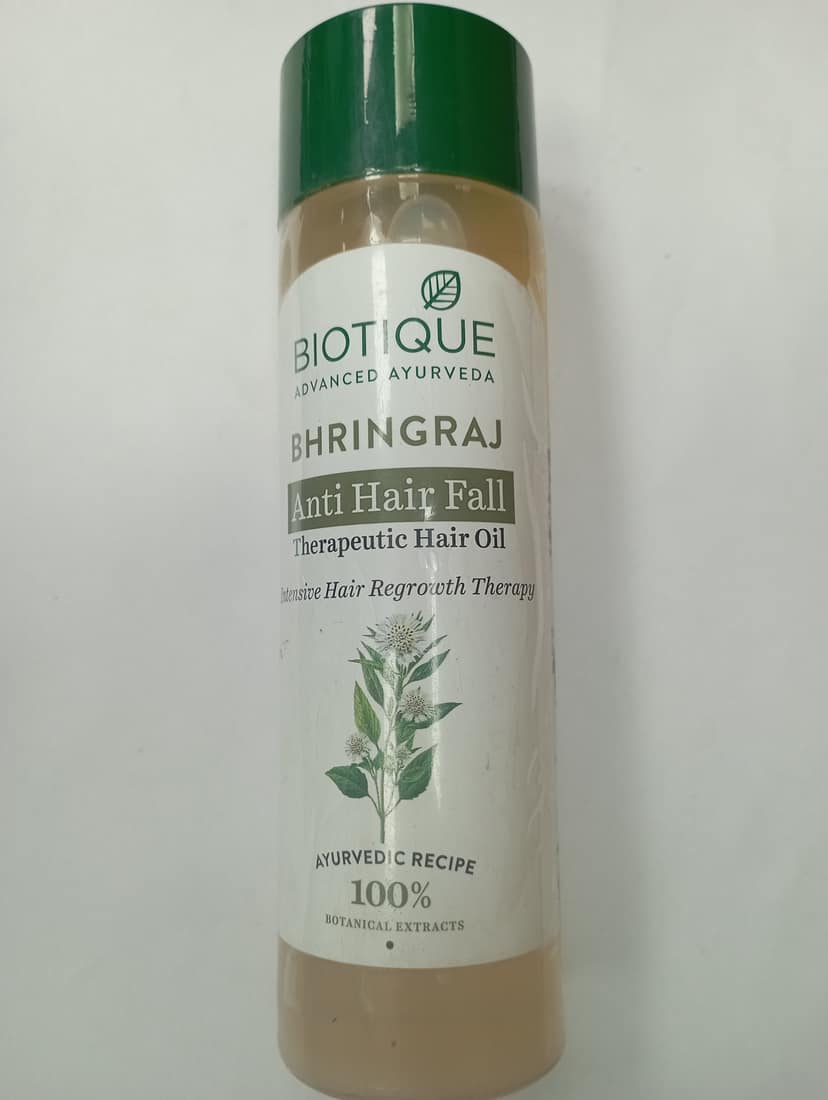 Biotique Advanced ayurveda Bhringraj Anti hair fall Therapeutic hair oil Intensive hair regrowth ther Ayurvedic recipe 100% Botanical extracts