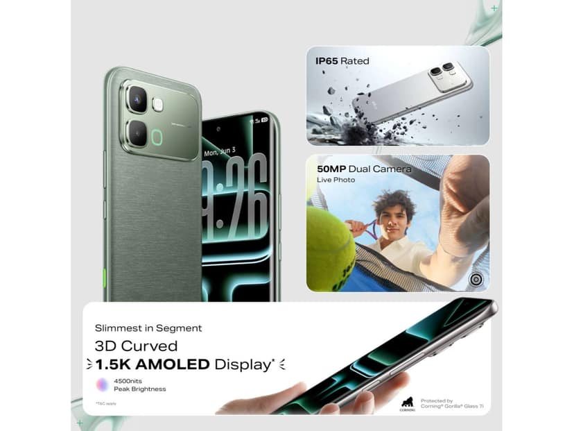 Infinix Note Edge Smartphone, 8GB RAM, 128GB Storage - Silk Green view 3