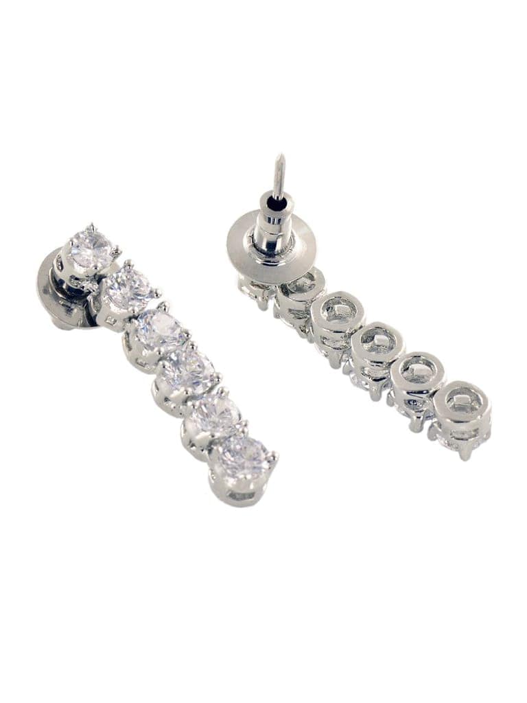 White Rhodium Plated AD studded Necklace Earrings Jewellery Set view 7