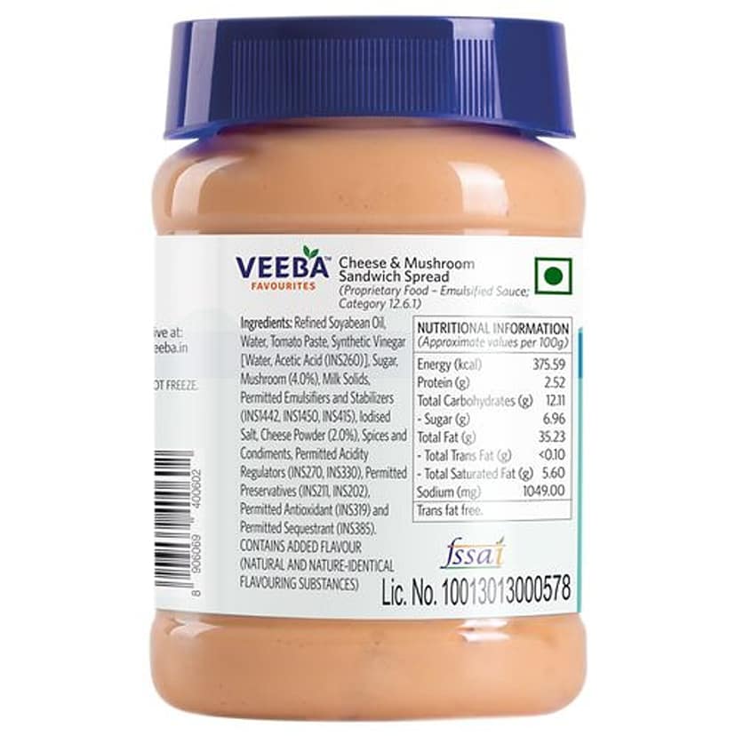 Veeba Sandwich Spread - Cheese & Mushroom, 250 G view 2