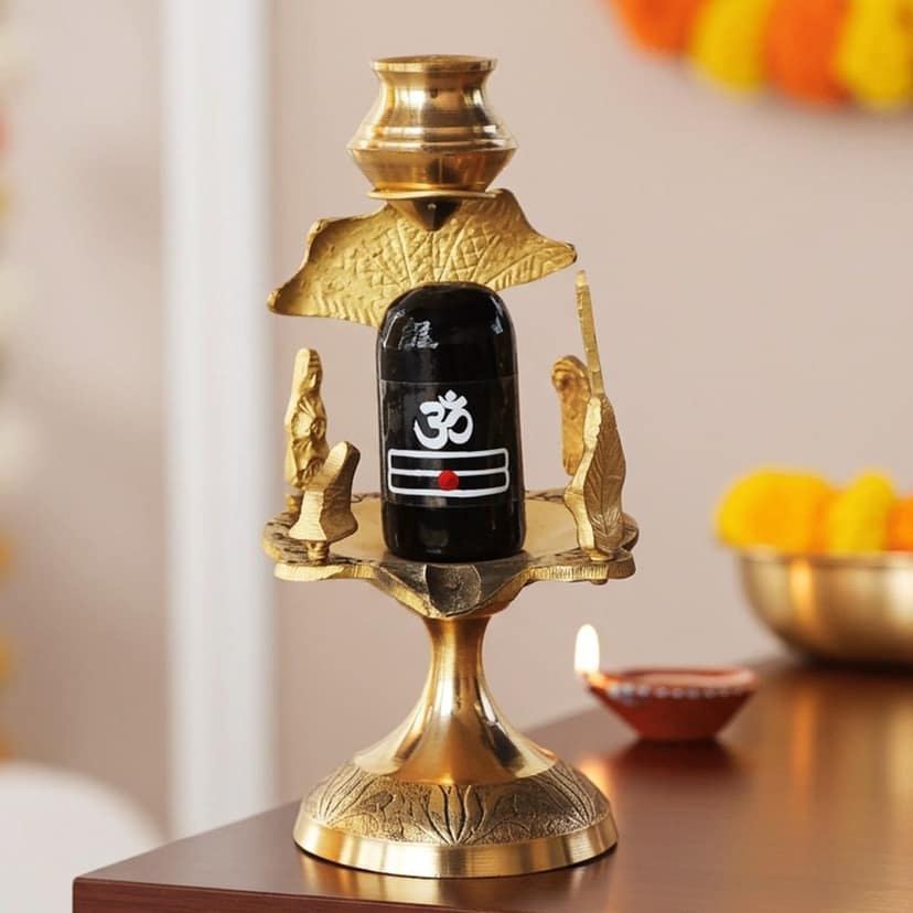 Brass Shiv Parivaar White Stone ? Size 3 Family Idol, Height : 5.8 Inch (ZMAS463 D)