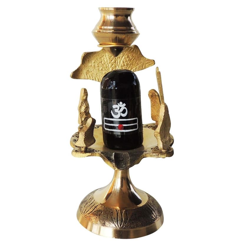 Brass Shiv Parivaar White Stone ? Size 3 Family Idol, Height : 5.8 Inch (ZMAS463 D) view 3