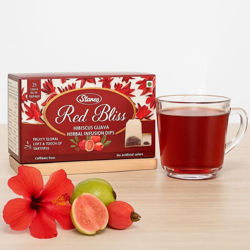 Stanes Red Bliss Hibiscus Guava Herbal Infusion Dips | 25 Single Serve Dip Bags | Pack of 1 view 4