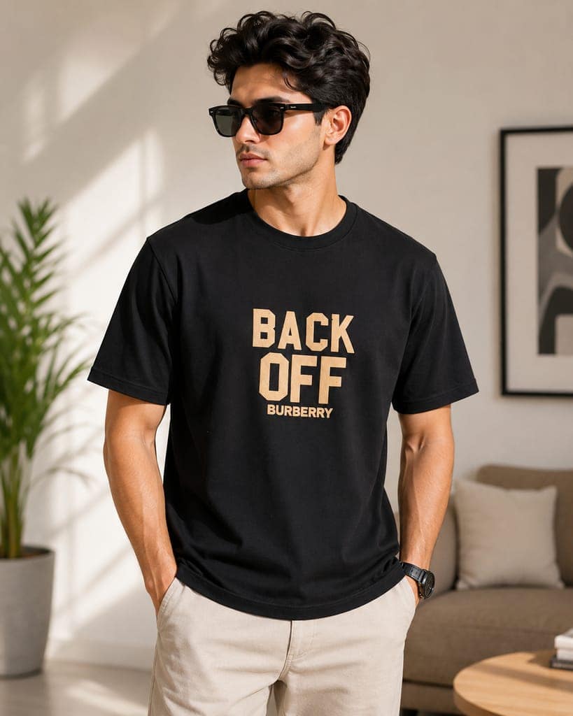 Men's front and back printed cotton halfsleeves round neck tshirt view 3