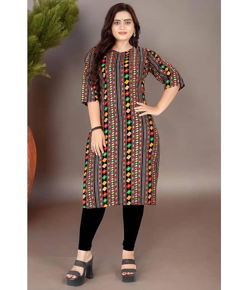 AMTHI Cotton Blend Printed Straight Women's Kurti - Pink ( Pack of 1 )