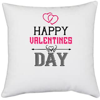 UDNAG White Polyester Valentines Day, happy valentine day Pillow Cover (16 Inch X 16 Inch)