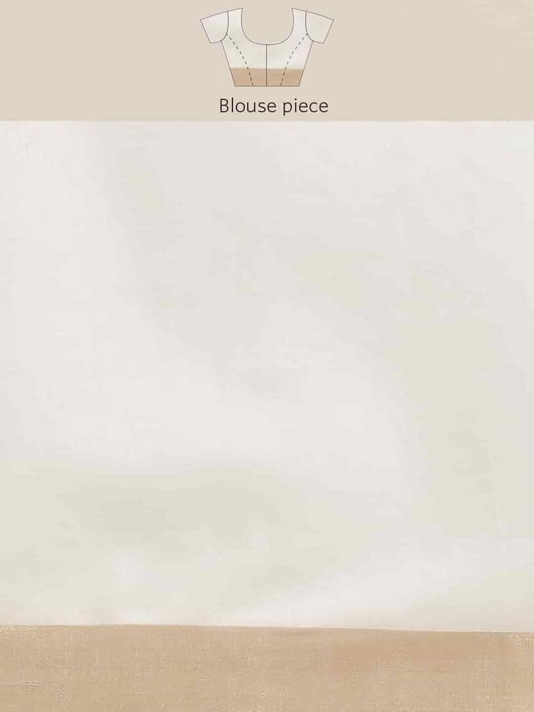 Women's Coral White Zari Woven Digital Print Design With Unstiched Blouse Piece view 8