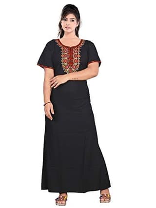 VALENCIA SLEEPWEAR Dimond Shap Embroidery Gown Maxi Nightwear Nighty Lizzy Bizzy Soft Fabric Length Night Slip