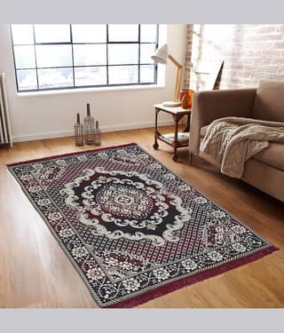 Valtellina Maroon Velvet Carpet Floral 4x7 Ft