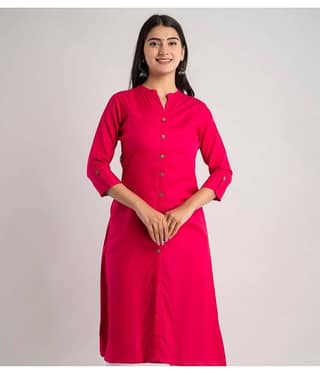 MAUKA - Pink Rayon Women's A-line Kurti ( Pack of 1 )