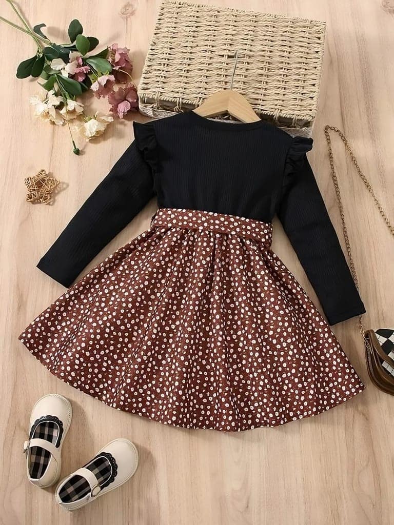 Buy & Try Zoya Lycra Printed Girl's Frock Full Sleeve Dress view 8