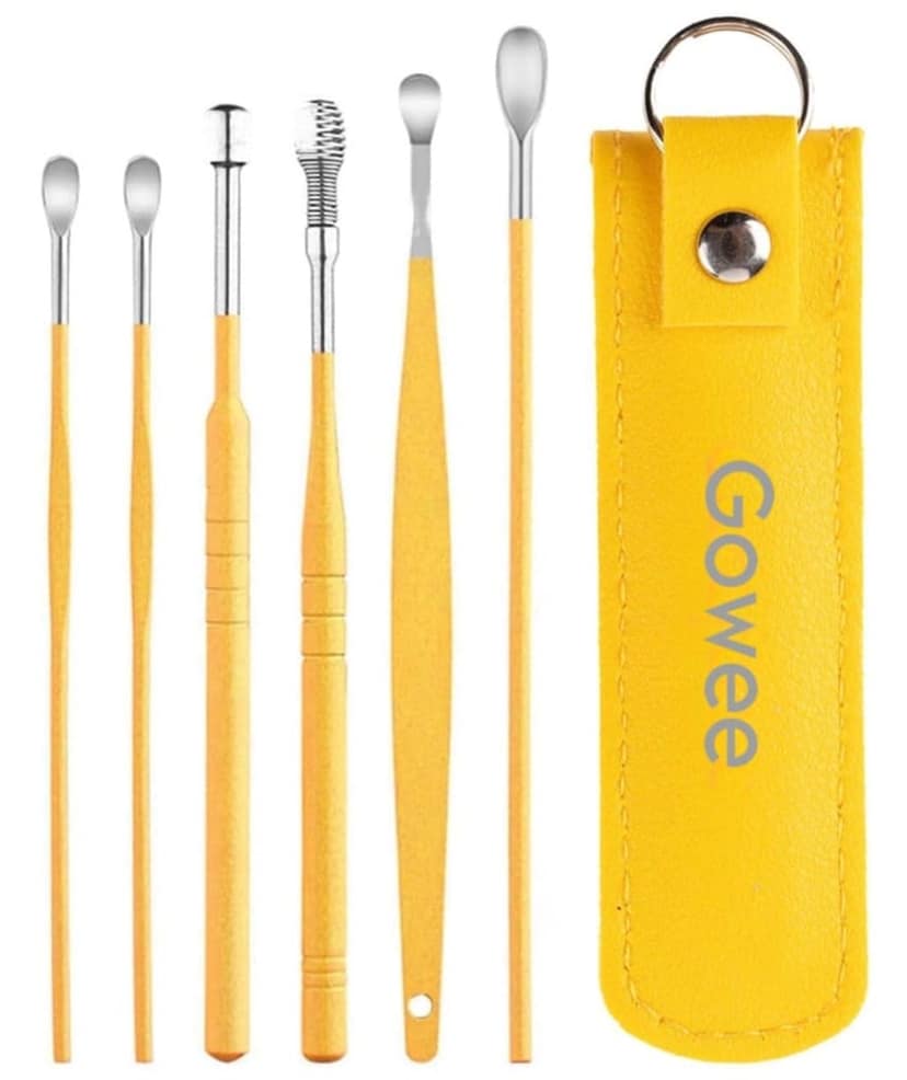 The Force Behind Your Health Ear Cleaning Kit Steel Ear Cleaner Reusable Ear Wax Remover Tool Kit Set With Storage Pack, Ear Curette Cleaner And Spring Ear Buds Cleaner 6 Pcs Set (MULTICOLOUR)( PACK OF 1 )