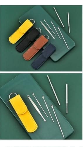 The Force Behind Your Health Ear Cleaning Kit Steel Ear Cleaner Reusable Ear Wax Remover Tool Kit Set With Storage Pack, Ear Curette Cleaner And Spring Ear Buds Cleaner 6 Pcs Set (MULTICOLOUR)( PACK OF 1 ) view 3