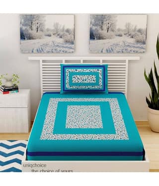Uniqchoice Cotton Single Bedsheet ( Blue )