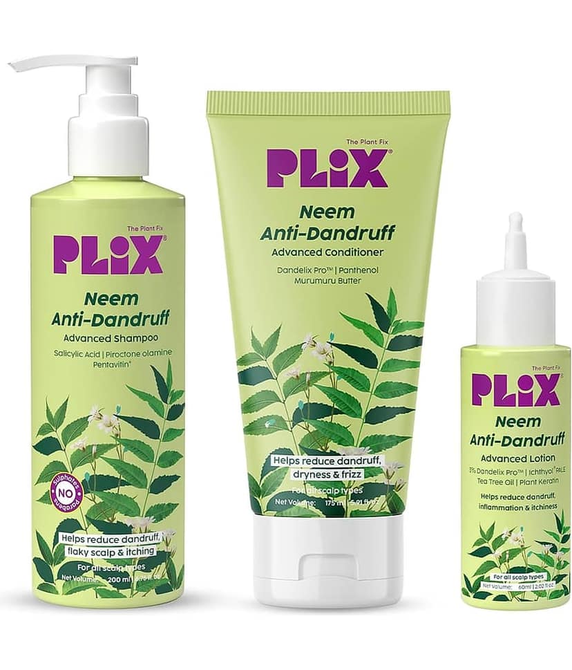 The Plant Fix Plix Neem Anti-Dandruff Advanced Combo| Shampoo, Conditioner & Lotion Reduces Dandruff (3 Items in the set)
