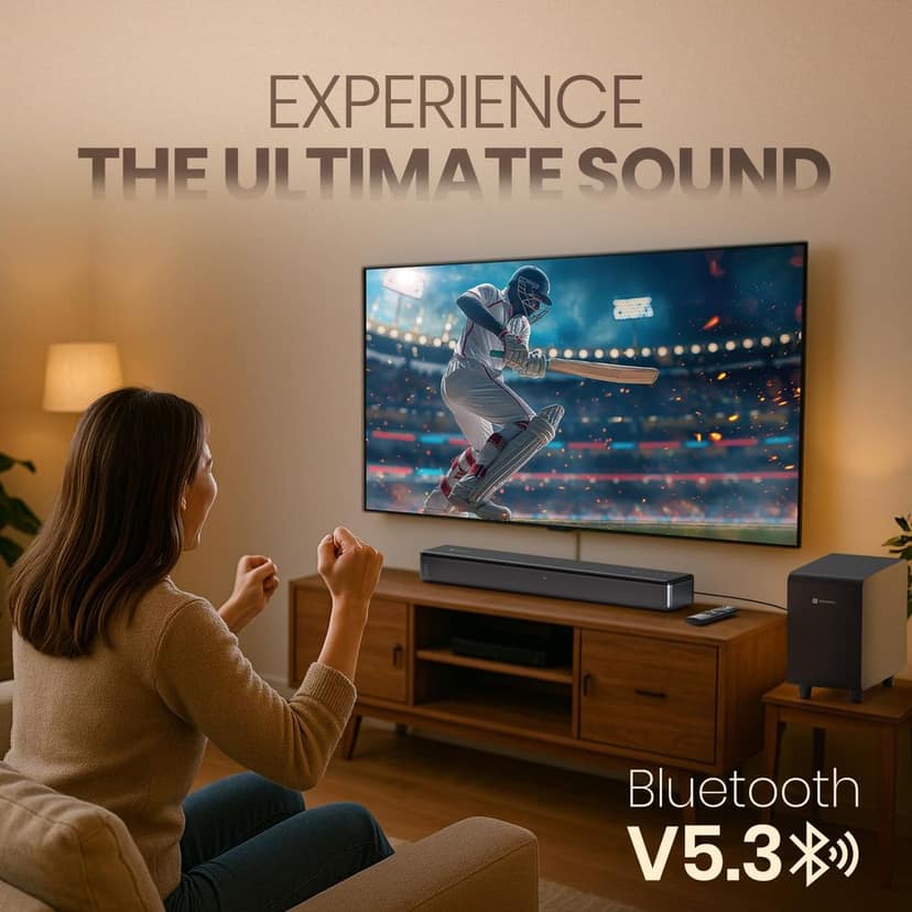Porportronics Sound Slick X 250W Bluetooth Soundbar with Wired Subwoofer for Deep Bass,2.1 Channel Home Theatre view 3