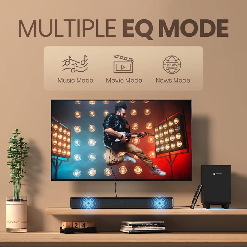 Porportronics Sound Slick X 250W Bluetooth Soundbar with Wired Subwoofer for Deep Bass,2.1 Channel Home Theatre view 4