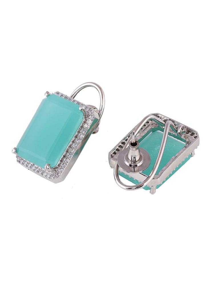 Sea Green Square Studs Earrings view 3