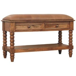 Leather Spindle Bench