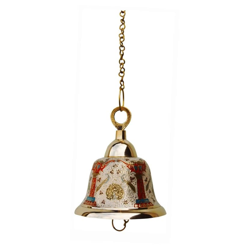 Brass Hanging Temple Pooja Bell, Bell White Color, Height : 8.5 Inch (FMAS511 A) view 3