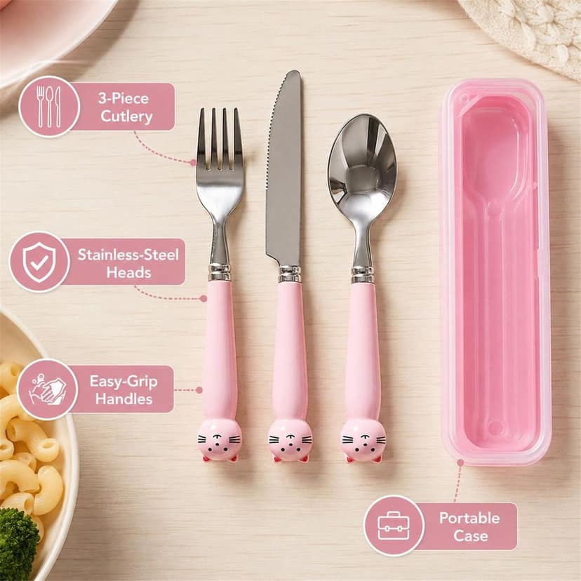 Kids Stainless Steel Cutlery Set – Safe, Durable & Portable view 3