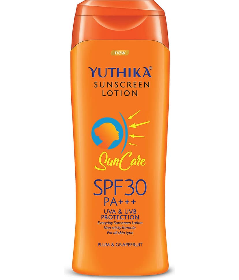 Yuthika Sunscreen Lotion SPF 30 PA+++ with UVA & UVB Protection, Sun Cream for All Skin Types - 100ml