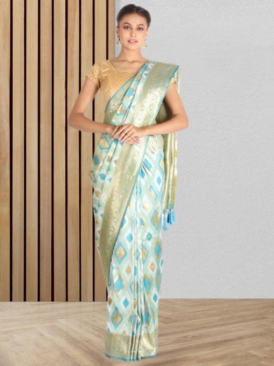 Fern and Olive Green Tofeta Silk Saree