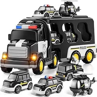 5 in 1 Police Trucks Boy Toys for 3-5 Year Old Toddlers - Toys for 3 4 5 6 7 Years Old Transport Vehicle Carrier Truck Sets Kids Boys & Girls