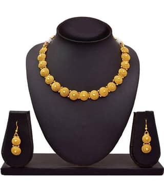 JFL - Jewellery For Less Copper Golden Collar Traditional Gold Plated Necklaces Set