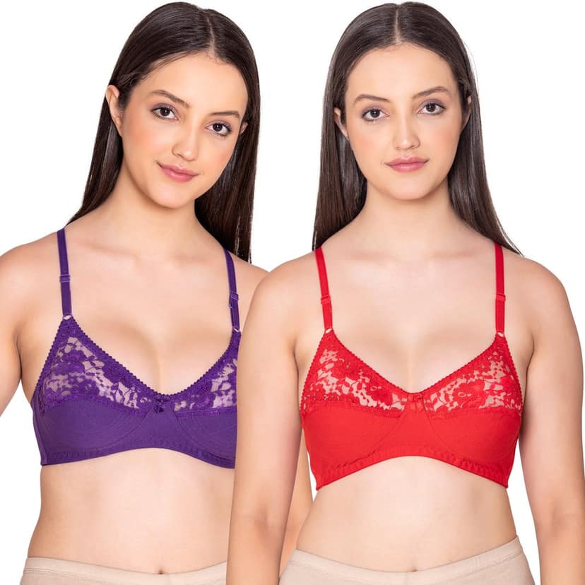 Bodycare polycotton wirefree adjustable straps designer net cup non padded bra-1535BB