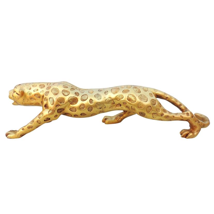 Brass Jaguar / Leopard Statue | Luxury Wildlife Home Decor, Height : 5.5 Inch (ANMAS266 G) view 2