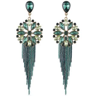 Green Chain Dangling Markis Dangler Earrings for Girls Alloy Material Earrings for Women's Fashion Jewellery for Party