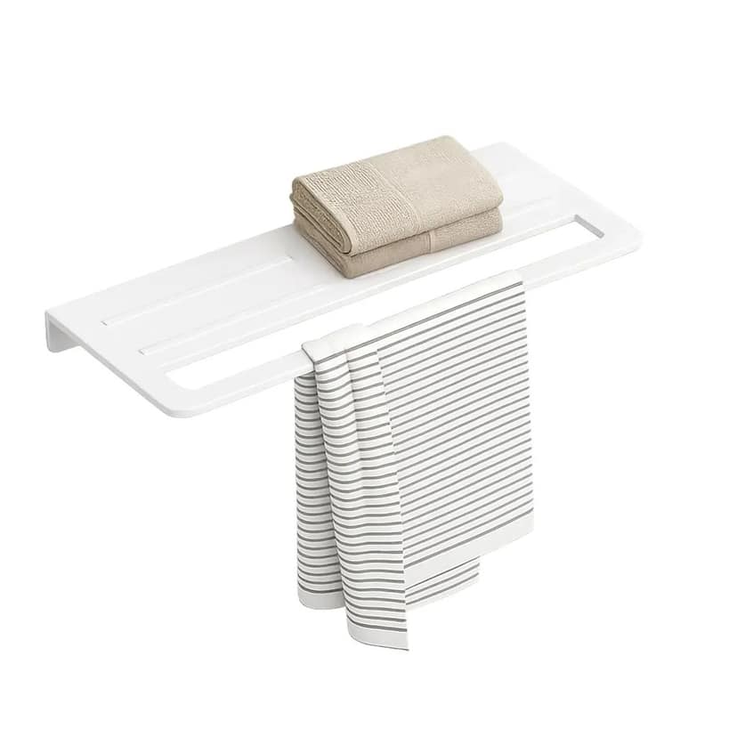 Fossa Wall Mounted Towel Shelf White Quartz Ceramic (RW-127)