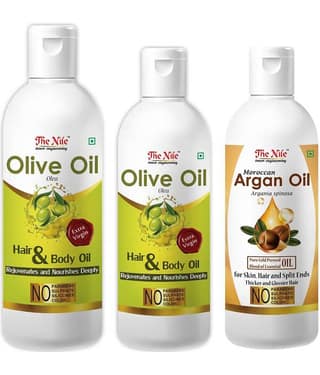The Nile Olive Oil 150 ML + 100 Ml (250 Ml) + Argan Oil 100 Ml 350 mL Pack of 3