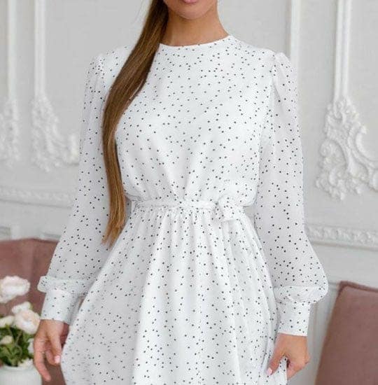 Charming White Polka Dot Print Skater Dress view 2